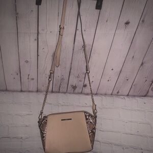 Aldo Beige and Snake Print Crossbody Bag